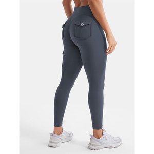 Button Fly Closure Pockets Legging <b>For</b> Women Breathable Stretch <b>Material</b> Daily Gym Practice Training Usage Summer Yoga Tights - Product Image 6