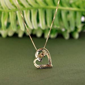 Gold Plated Heart Unique Pendant Round Brilliant Moissanite Diamond 925 Sterling <b>Silver</b> Fine Jewelry Pendant <b>Charm</b> Gift - Product Image 1