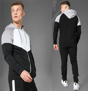 Sudadera con capucha de bloque de Color para hombre, ropa deportiva con cremallera frontal y bolsillos - Product Image 2
