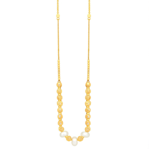 18K Gold Plated Brass Ball Pendant Necklace with Zircon and Imitation Pearl Accents for Women's Wedding - Product Image 3