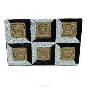 Bolso de Mano de Lujo con Diseño Geométrico, Adornado con Cuentas, Plegable, Multicolor, Rectangular, Tamaño Personalizado, Correa Cruzada/de Hombro, para Fiesta - Product Image 3