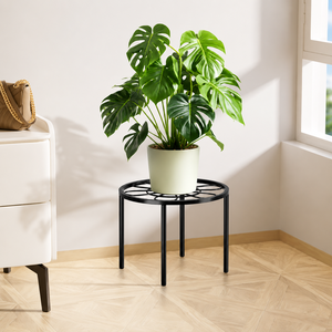 Black Round Metal Plant <b>Stand</b> with Decorative Top Indoor Flower <b>Pot</b> Holder for Living Room Balcony Home Décor - Product Image 1