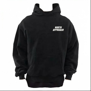 Sweat-shirt à capuche noir uni pour homme North Approach, coupe classique, poche avant, décontracté, 100% coton, vêtement d'hiver - Product Image 1