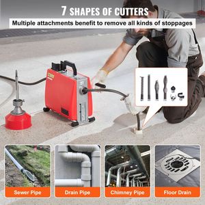 Sonda Elettrica per Fognature da 250W, 20m x 5/8 Pollici, Macchina Puliscitubi con Alimentazione Manuale, 7 Lame, 2 Cavi in Acciaio - Product Image 4