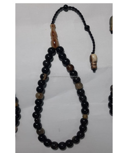 Chapelet moderne fait à la main antique imitation corne noir blanc buffle d'eau 33 perles cylindriques Misbaha Mala bijoux artisanat naturel - Product Image 6