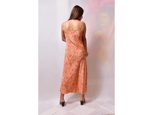 Vestido maxi de seda de verano con estampado de lunares florales para mujer, estilo de fiesta bohemio informal, tamaño libre, Color sólido, longitud hasta el suelo para Natural - Product Image 2