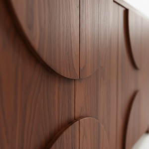 Aparador de Madera Moderno Semicircular con Panel de Media Luna, Mueble de Almacenamiento de Madera con Panel de Arco de 4 Puertas, Diseño de Arco Moderno - Product Image 5