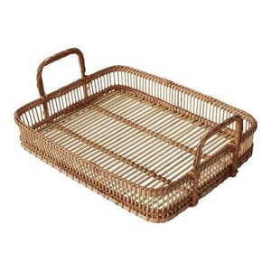 Handmade Natural Rattan Modern Eco-Friendly Wedding <b>Decorative</b> Handwoven Wicker Serving Tray with Handles Elegant Table Decor - Product Image 1