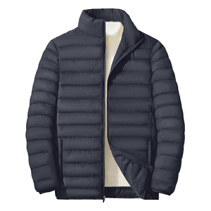 Blouson matelassé léger brodé pour homme, coupe-vent décontracté et chaud pour le printemps, idéal pour l'extérieur, noir sur le devant - Product Image 5