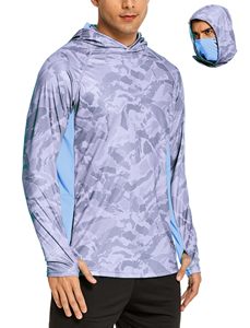 Chemise de pêche pour homme, camouflage, à capuche, UPF 50+, 100% polyester, avec masque, légère, protection solaire - Product Image 2