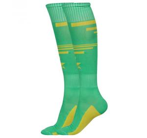 Calcetines Deportivos Hasta la Rodilla Amarillos, Calcetines de Fútbol de Compresión con Rayas Azules - Product Image 6