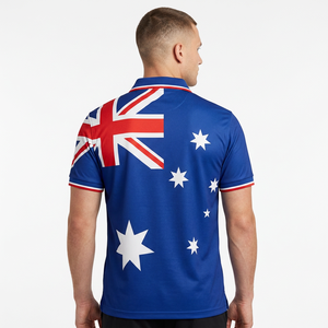 Chemise à manches courtes pour homme Storm Fit, imprimé drapeau australien, tricotée, respirante, séchage rapide, bleue, design sportif décontracté - Product Image 3