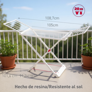 Stendibiancheria Pieghevole 108,7 cm x 105 cm in Resina Resistente al Sole per Balcone - Product Image 3