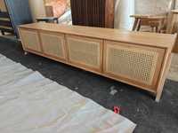 Mueble de TV de Madera Maciza de Estilo Nórdico con Almacenamiento, Diseño Escandinavo de Mediados de Siglo para Sala de Estar - Aparador Multifuncional