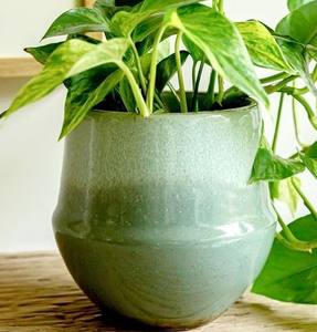 Pot de fleurs en céramique émaillée à la main avec un design incurvé lisse, finition durable, décoration élégante pour plantes d'intérieur - Product Image 1