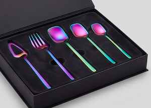 Ensemble de couverts en métal plaqué arc-en-ciel avec couteau, fourchette et cuillères, style glamour, résistant à la rouille, pour les fêtes - Product Image 6