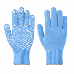 Nylon Knit Breathable Flexible Durable Safety <b>Gloves</b> Blue <b>PVC</b> Dots Full Palm Anti-Slip Heat Resistance for General Purpose Work - Product Image 6
