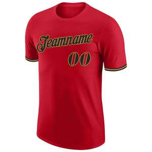 T-shirt de sport personnalisé pour équipe, rouge, avec nom d'équipe sur le devant et numéro de joueur au dos, fabricant de vêtements en gros - Product Image 3