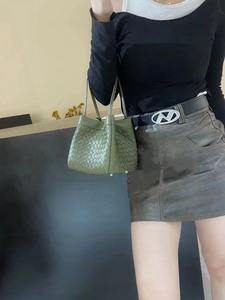 Bolso de cuero tejido para mujer, bolso pequeño tipo bandolera, bolso de mano de cuero genuino tejido a mano, bolso de diseñador minimalista para damas - Product Image 5