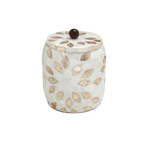 Wholesale Mother Of Pearl <b>Jars</b> Mother Of Pearl Box Mosaic Shell Leaf Design <b>Bathroom</b> Canister - Product Image 1