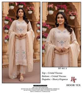 Haut et bas en viscose cristalline de qualité supérieure associés à un dupatta en organza riche et lourd pour un style shalwar kameez classique - Product Image 3