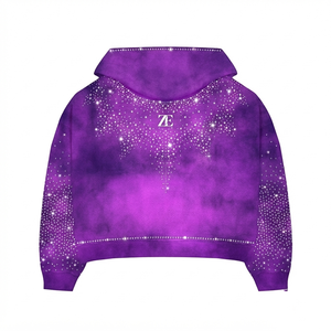 Sudadera con Capucha Premium de 420 GSM, Algodón y Poliéster, Lavado Ácido Morado, con Pedrería, Logotipo Personalizado, OEM, ODM - Product Image 2