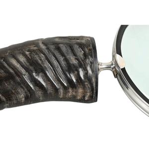 Loupe nautique à bordure argentée avec manche en véritable corne de buffle, style médiéval antique - Product Image 3