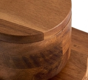 Round Wooden Salt And Sugar Bowl With Lid And Spoon For Herb & Spice Storage Durable Modern Kitchen Design For Elegant Dinning - Product Image 2