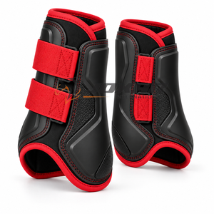 Bottes de brossage pour chevaux fiables avec attaches à crochets sécurisées, rembourrage doux et construction durable pour les chevaux actifs pendant la course. - Product Image 1