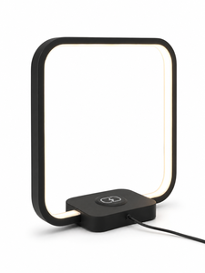 Lampe de table LED carrée moderne en plastique noir, commande tactile, intensité réglable, lumière blanche chaude 3000K, protection des yeux, pour chambre et bureau, décorative - Product Image 1