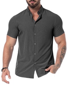 Camisa formal de manga corta para hombre, cómoda y elegante, camiseta de alta calidad 100% algodón sólido para hombre, algodón sólido - Product Image 4