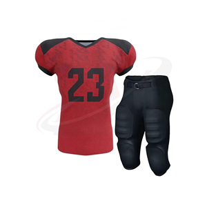 Uniforme de Fútbol Americano Rojo y Negro con el Número 23 y Pantalones para Hombres Adultos, Material de Poliéster Transpirable - Product Image 1