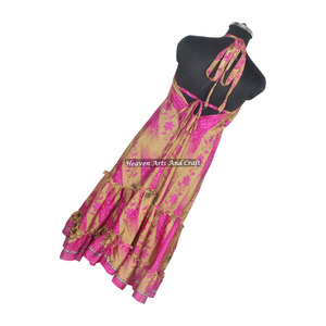 Nuevo Vestido Elegante Bohemio Vintage de Tela de Sari de Seda con Estampado a Color, Top Ventas, Vestido Largo Informal para Mujer, para Fiestas y Eventos Nocturnos, para Adultos - Product Image 6