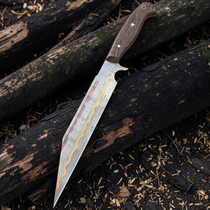 Couteau Seax en cuivre Damas forgé à la main, édition limitée 2026 |   Couteau de 10 pouces avec manche en bois, couteaux médiévaux et vikings - Product Image 1