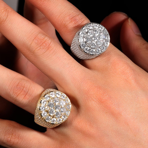 Moissanite Mens Cluster <b>Ring</b> <b>Iced</b> Out Round Top Luxury Hip Hop Statement Jewelry Bold Fashion <b>Ring</b> Gift - Product Image 4