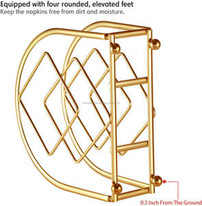 Porte-serviettes en métal fini or de la plus haute qualité et support élégant organisateur de Table à manger d'intérieur pour le stockage de serviettes en papier - Product Image 3