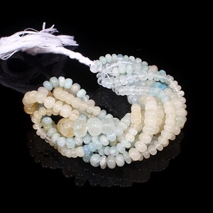 Cuentas de Aguamarina Multicolor de Calidad AAA+, Cuentas de Gemas de Aguamarina Natural Lisas en Forma de Rondelle, Hilo de 15 Pulgadas, Joyería de Aguamarina Multicolor Transparente - Product Image 3