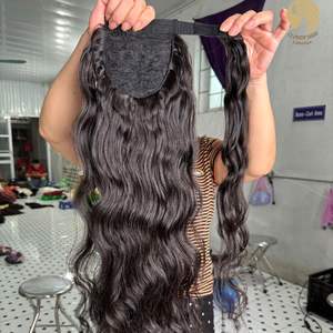 CDYHAIR 100% Cabello Humano, Extensiones de Cabello Natural Remy de Vietnam, Cola de Caballo con Ondas Naturales, Doble Peso - Product Image 2
