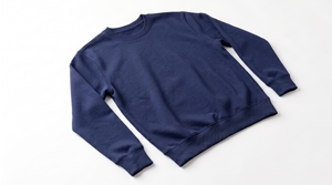 Men's <b>Navy</b> Blue O Neck Sweatshirt 100% Cotton Knitted Regular Fit Casual Pullover Solid Color Long Sleeve Autumn Wear - Product Image 4