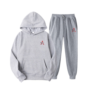 High Quality Custom Logo Two Piece Suits Solid Color Blank <b>Plain</b> <b>Tracksuit</b> Hoodie Men Sweatsuit Sets for Men Jogging - Product Image 1
