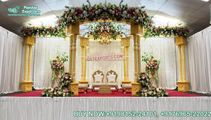 Mandap Creativo para Bodas Indias en Sídney, Mandap Tradicional de Diseño para Bodas del Sur, Pilares de Diseño Tallados en Fibra, Irlanda - Product Image 2