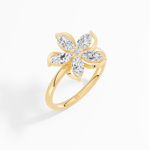 Wholesale Floral Marquise Moissanite Womens <b>Cluster</b> Ring 1.05 Ctw Classic Rhodium Plated Prong Setting 10K 14K 18K Gold Bulk - Product Image 4