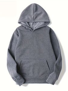 Sudadera con Capucha Gris Premium para Hombre, Cómoda y Elegante, Sudadera Unisex Lisa, Sudadera con Capucha de Felpa Gris Jaspeado, Ropa Urbana, Top Básico - Product Image 6