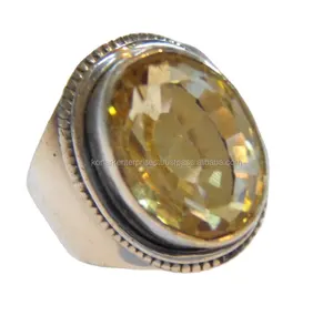 Nhẫn Bạc Thạch Anh 925 Citrine Chất Lượng Cao Nhẫn Trang Sức Đá Quý Thủ Công Giá Nhà Máy Bán Buôn