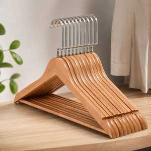 Cintres en bois faits main de haute qualité, élégants et écologiques, avec crochets et rails, design vintage, pour vêtements et salle de bain - Product Image 1
