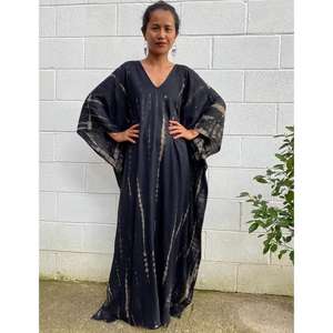 Vestido Largo Maxi Kaftan Bohemio Tie Dye para Mujer, Cuello en V, Corte Holgado, Cintura Natural, Lavable, Ideal para Usar en Vacaciones de Verano - Product Image 3