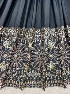 Women Traditional Black Silk Salwar Kameez With Embroidered Dupatta Floor-Length Loose Fit <b>Wedding</b> Wear India Pakistan Style - Product Image 6