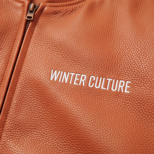 Chaqueta de Cuero Genuino Personalizada, Chaqueta de Cuero con Cierre y Cuello Redondo para Hombre y Mujer, Chaqueta de Cuero Unisex de Estilo Casual Urbano - Product Image 4