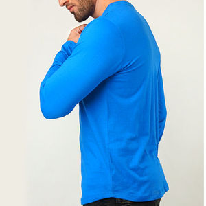 T-shirt à manches longues pour homme, tissu en coton doux, col rond, respirant, décontracté, à porter tous les jours, streetwear - Product Image 3