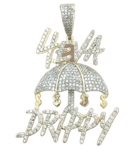 Hermoso colgante redondo blanco Moissanite personalizable plata esterlina Drippy helado encantador con artesanía chapada - Product Image 1